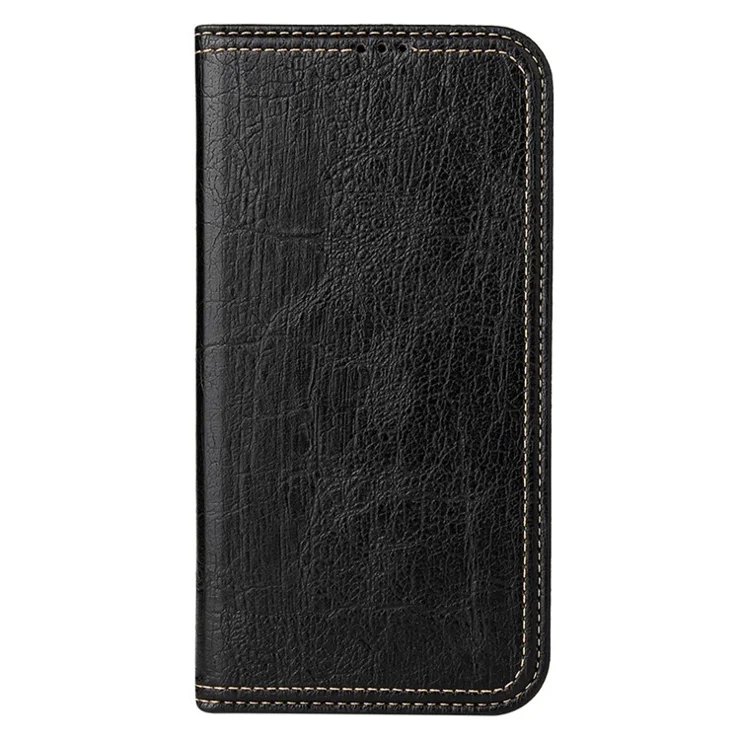 For iPhone 15 Pro Case PU Leather Stand Cell Phone Cover Wallet Tree Texture Shell - Black