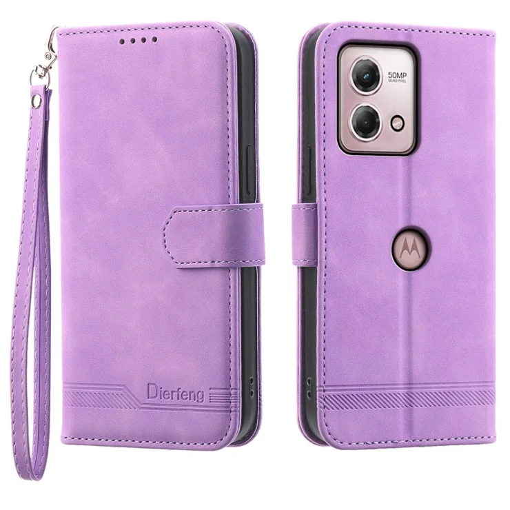 DIERFENG DF-03 For Motorola Moto G Stylus (2023) Case Wallet Stand Shockproof Leather Mobile Phone Cover - Purple