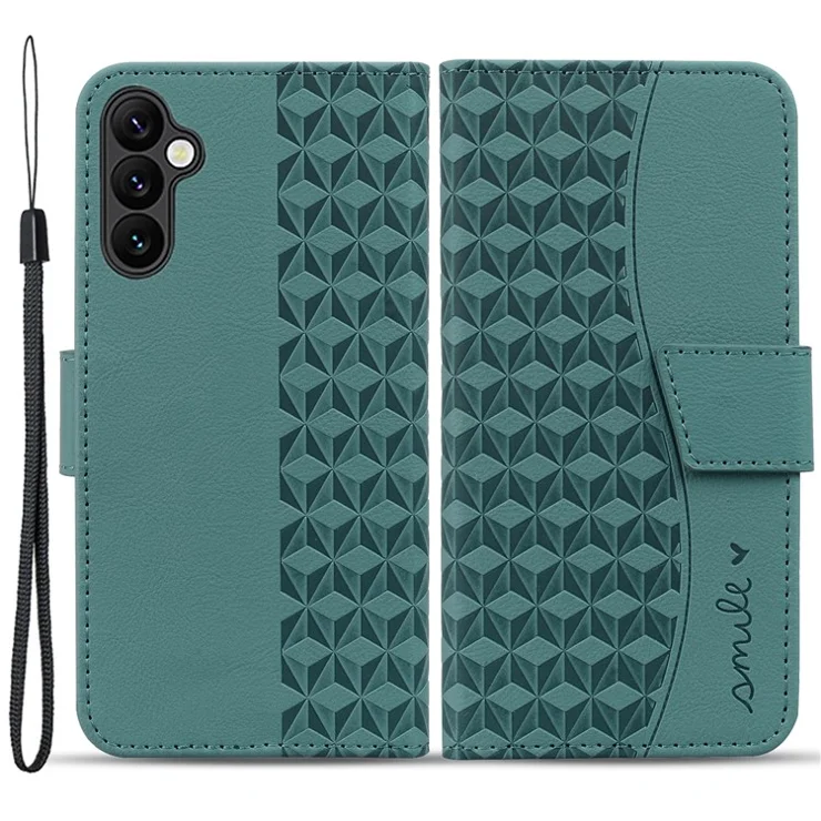 For Samsung Galaxy A14 5G / A14 4G Case Business Imprinted PU Leather Phone Protection Cover - Green
