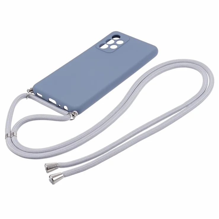 For Samsung Galaxy A52 4G / 5G / A52s 5G Case Precise Cutout TPU Cover with Long Lanyard - Lavender Grey