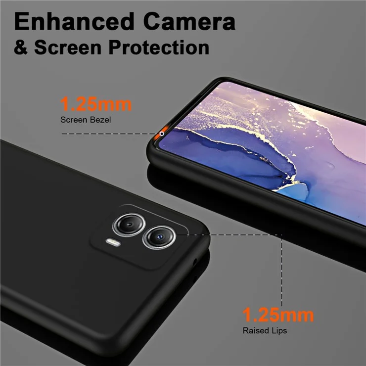 For Motorola Moto G53 5G TPU Case Fiber Lining 2.2mm Anti-drop Phone Cover - Black
