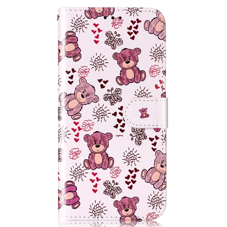 For Samsung Galaxy S24 Ultra Cover Flip Stand Stylish Pattern Leather Wallet Phone Case - Bear