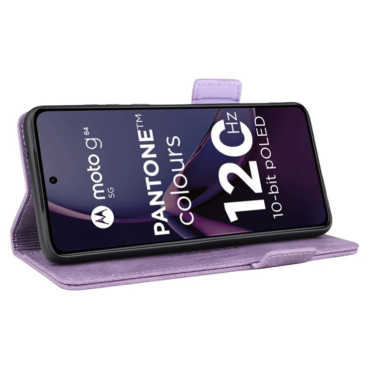 For Motorola Moto G84 5G Case Wallet Hardware Decor Phone Leather Cover - Purple