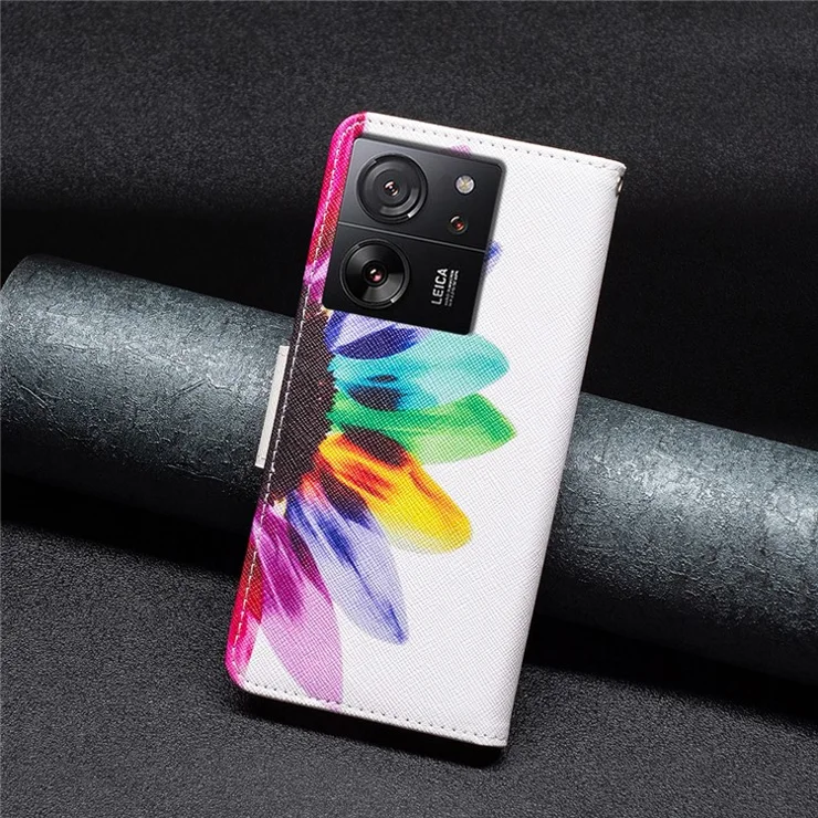 For Xiaomi 13T / 13T Pro / Redmi K60 Ultra Case PU Leather Pattern Flip Wallet Phone Cover - Sunflower