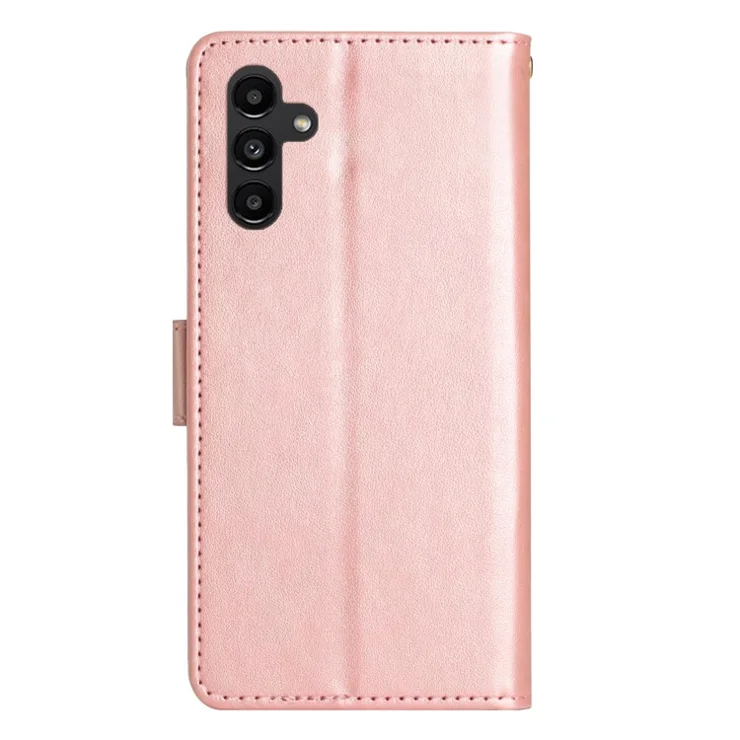 For Samsung Galaxy A05s 4G Case Wallet Stand Butterfly Imprint Phone Cover - Rose Gold