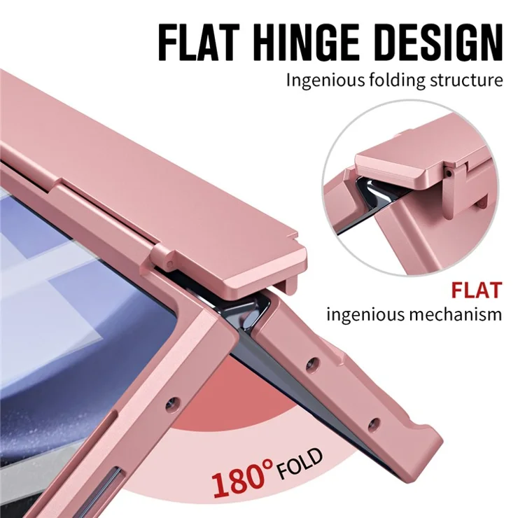 For Samsung Galaxy Z Fold3 5G Case Rubberized PC Phone Cover with Screen Protector / Stylus Pen - Pink