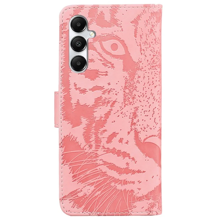 For Samsung Galaxy A05s 4G Leather Case Imprinted Tiger Wallet Phone Cover - Pink