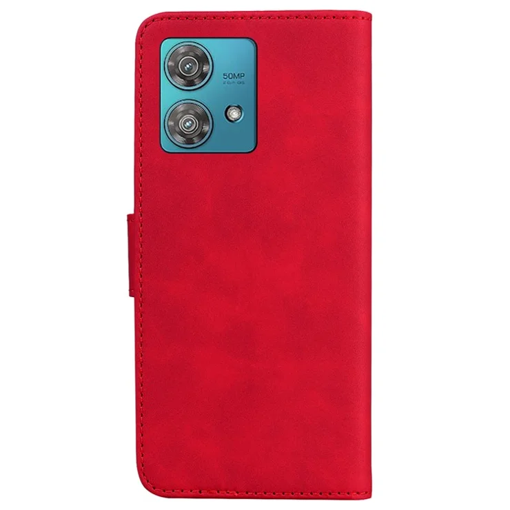 For Motorola Edge 40 Neo 5G Phone Shell Wallet Solid Color PU Leather Case Phone Cover - Red
