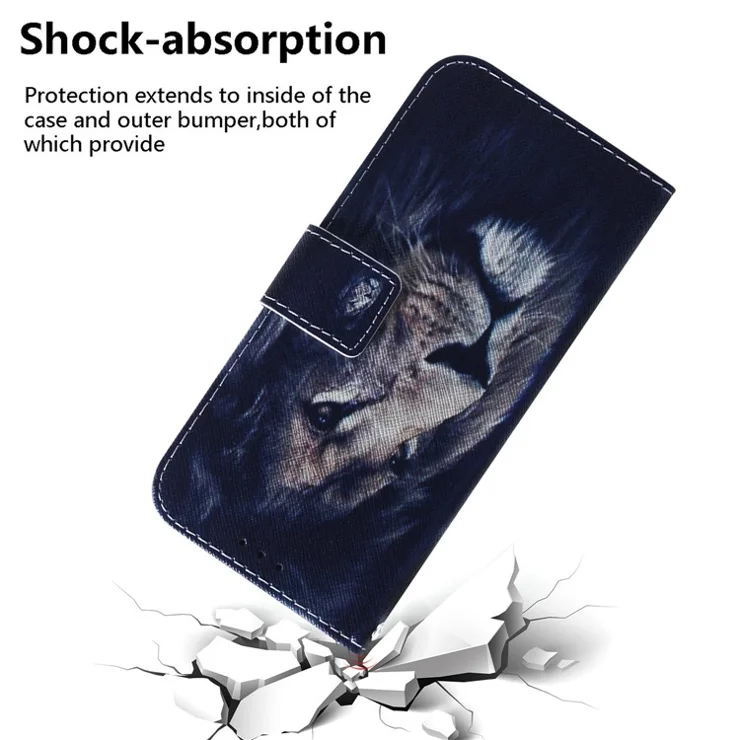 For Samsung Galaxy A15 4G Case Pattern Printing PU Leather Magnetic Wallet Phone Cover - Lion