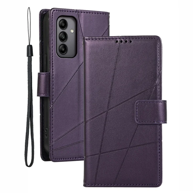 DF-06 For Samsung Galaxy A05s 4G Case Lines Imprinted PU Leather+TPU Phone Cover - Purple