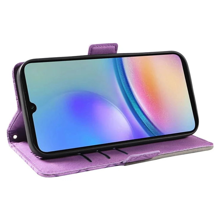 For Samsung Galaxy A05s 4G Case Rhombus Imprinted PU Leather Wallet Cover - Light Purple
