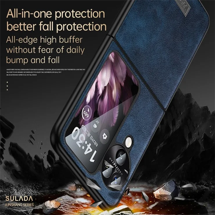 SULADA For Oppo Find N3 Flip 5G Case PU Leather+TPU+PC Folding Phone Cover - Brown