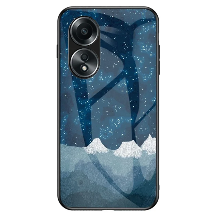 For Oppo A58 4G Case Starry Sky Pattern Back Protector Tempered Glass+PC+TPU Phone Cover - Scattering Starry
