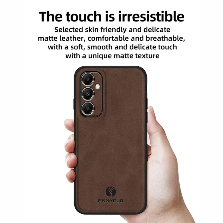 ANNYOJO For Samsung Galaxy A05s 4G Case PU Leather+PC+TPU Shockproof Back Cover - Black