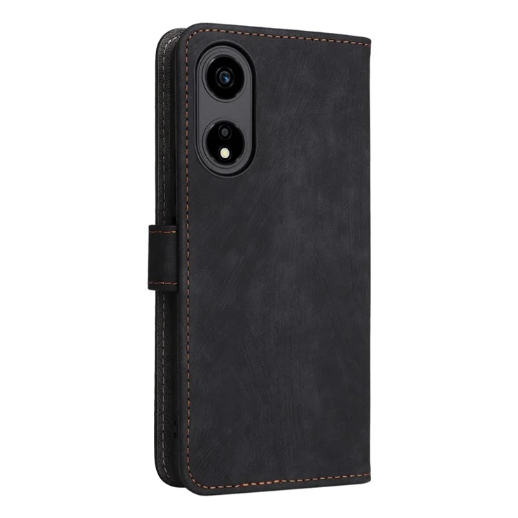 For Honor X5 Plus / Play 40C 5G Case Book Style RFID Blocking Wallet Phone Cover with Strap - Black