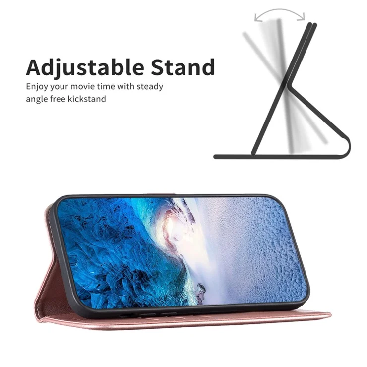 BINFEN COLOR BF17 For Google Pixel 8a Case Stand Leather Wallet Cover - Rose Gold