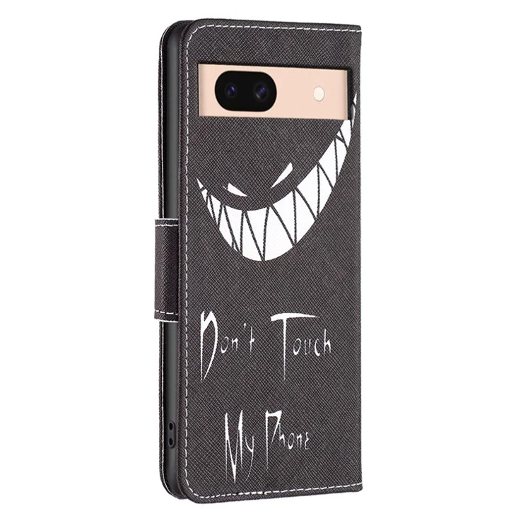 For Google Pixel 8a Case Pattern Printing Wallet Leather Phone Cover - Don't Touch My Phone