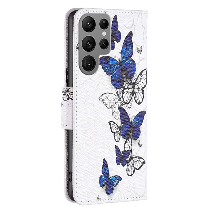 For Samsung Galaxy S24 Ultra Case Pattern Printing Stand Wallet Phone Cover - Butterflies