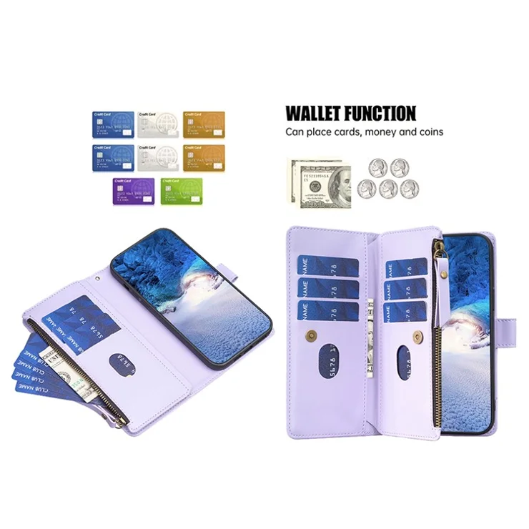 BF Style-19 for Samsung Galaxy S24 Ultra Case Wallet PU Leather Stand Phone Cover - Purple