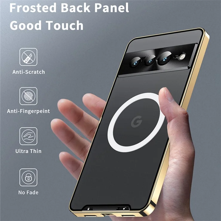 For Google Pixel 8 Pro Case Lens Protection Matte Phone Cover Compatible with MagSafe - Gold