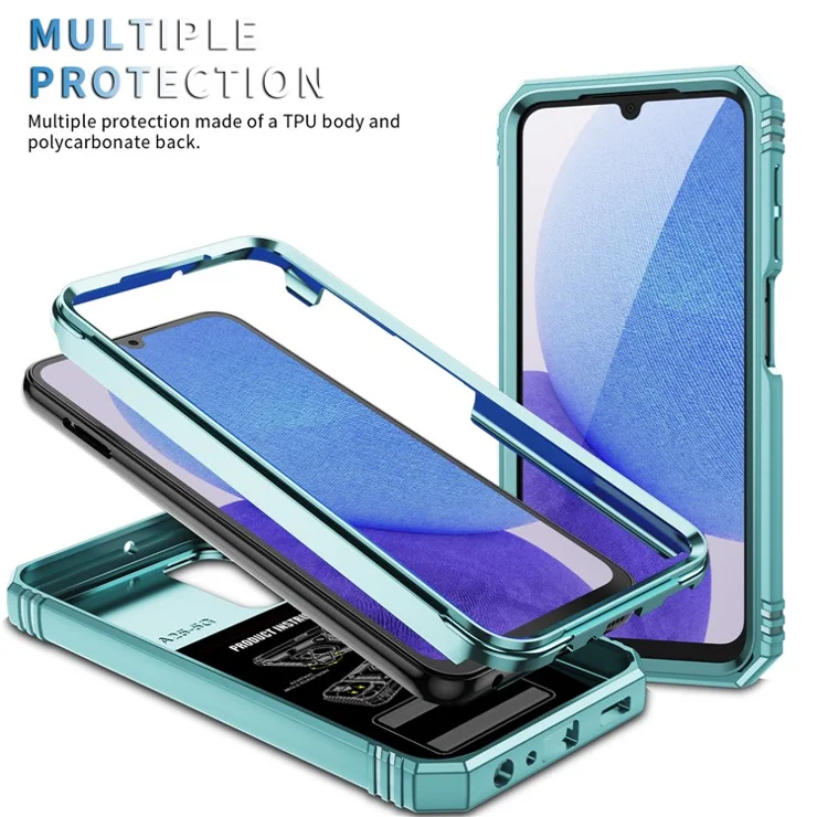 For Samsung Galaxy A25 5G (Global) (161.0 x 76.5 x 8.3mm) Case Sliding Camera Cover Anti-drop PC+TPU Phone Shell - Grey Green