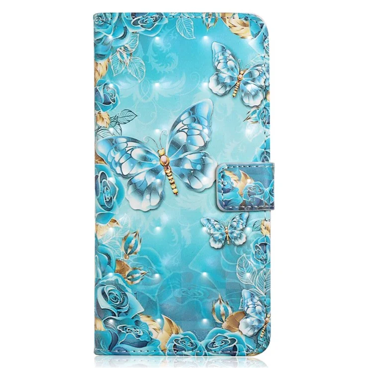 For Samsung Galaxy A15 5G Case Leather Anti-Drop 3D Pattern Printing Phone Cover - Blue Butterfly