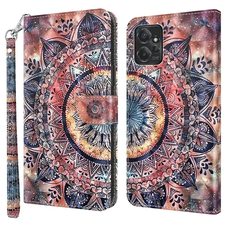 For Motorola Moto G Power 5G Case 3D Pattern PU Leather Phone Cover - Color Mandala