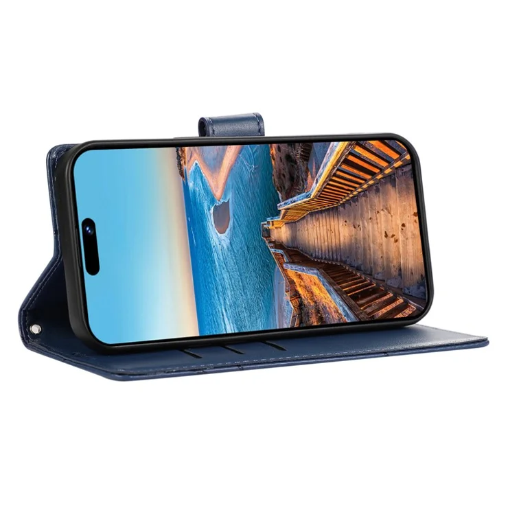 DF-06 For Honor X50i 5G / 90 Lite 5G Case Imprinted Leather Anti-scratch Cellphone Cover - Blue