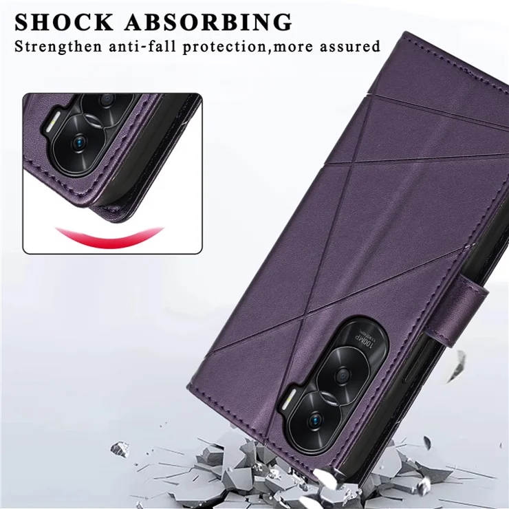 DF-06 For Honor X50i 5G / 90 Lite 5G Case Imprinted Leather Anti-scratch Cellphone Cover - Purple