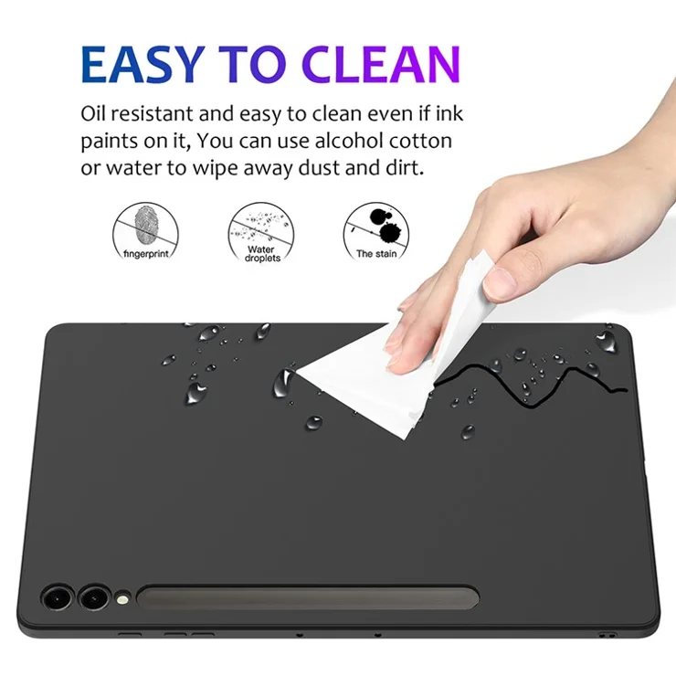For Samsung Galaxy Tab S9+ Case Anti-scratch Liquid Silicone Cover - Black