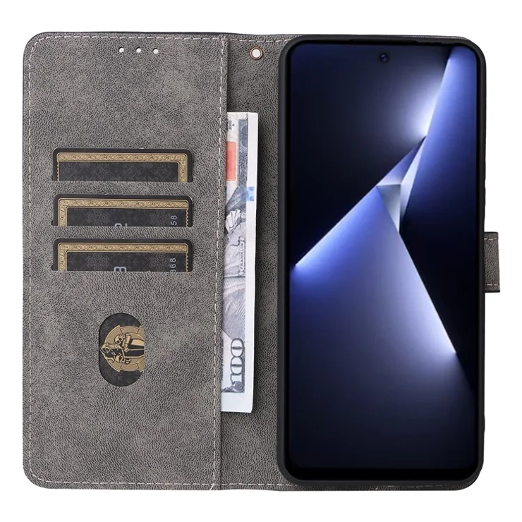 Phone Case for TECNO Pova 5 Pro 5G / LH8n Phone Shell RFID Blocking PU Leather Cover with Strap - Brown