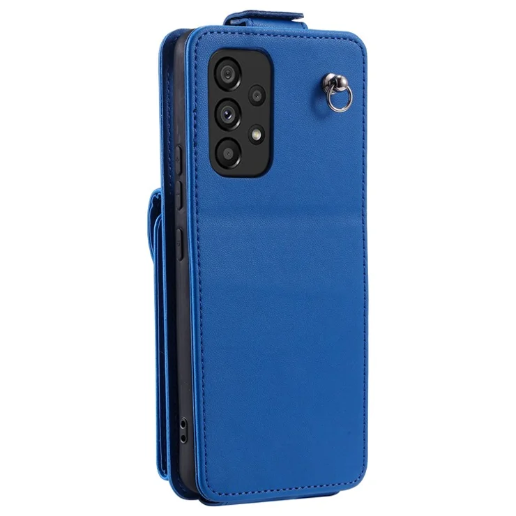 For Samsung Galaxy A53 5G Case Leather Card Bag Crossbody Phone Cover with Straps - Blue