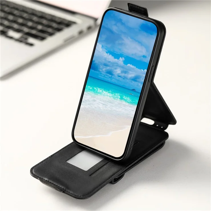 Card Bag Phone Case for Samsung Galaxy A05s 4G PU Leather + TPU Vertical Flip Phone Cover Wallet - Black