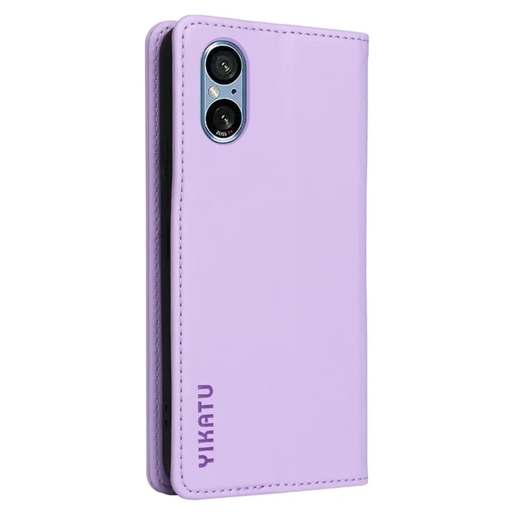 YIKATU YK-001 For Sony Xperia 5 V Cover PU Leather Stand Magnetic Closing Phone Case - Light Purple