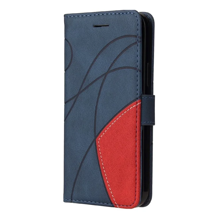 For Samsung Galaxy A15 5G Leather Case Wallet Stand Color Splicing Phone Cover - Blue