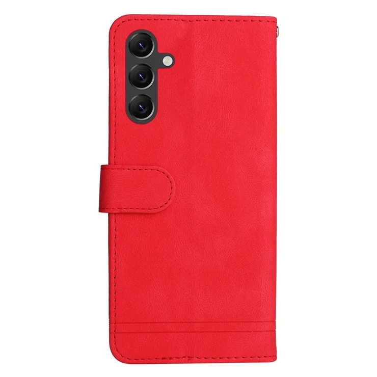 For Samsung Galaxy A15 5G Leather Wallet Cases Skin Touch Phone Cover Stand with Strap - Red