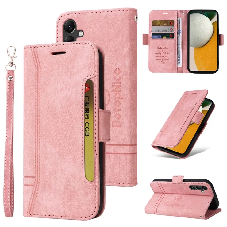 BETOPNICE 001 Stand PU Leather Phone Shell for Samsung Galaxy A15 5G Case Folding Wallet Phone Cover - Pink
