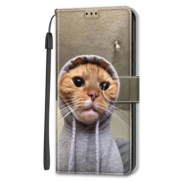 For Samsung Galaxy S23 FE Case Card Holder Phone Stand Cover - Yellow Cat / Sweater