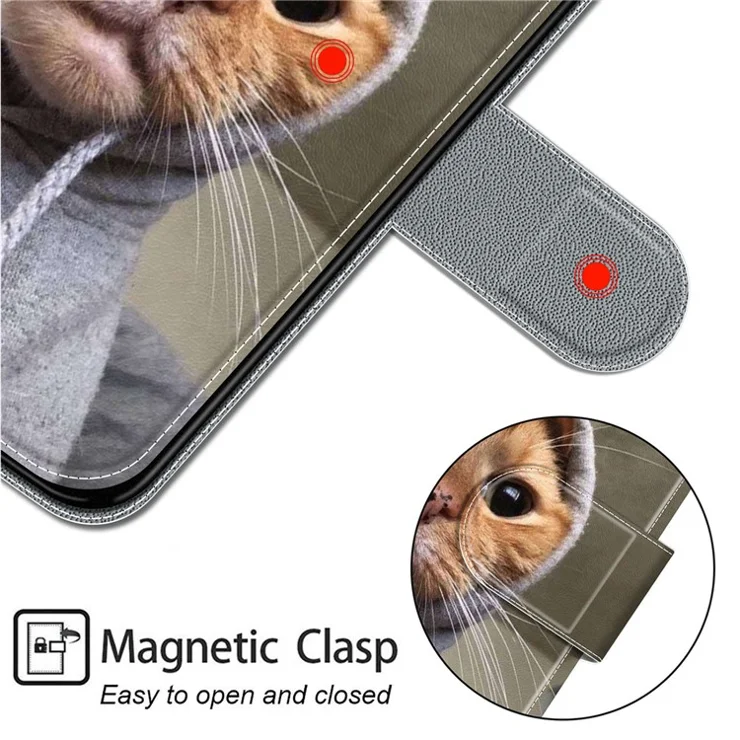 For Samsung Galaxy S23 FE Case Card Holder Phone Stand Cover - Yellow Cat / Sweater