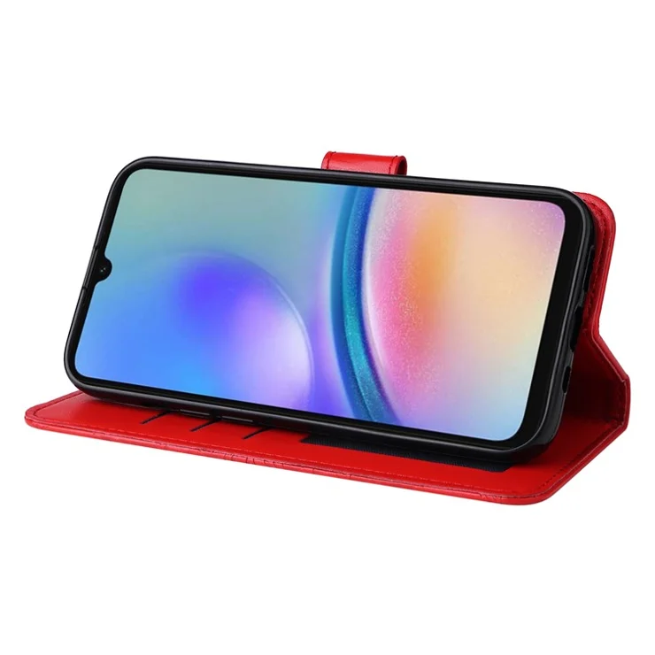 Stand Wallet Phone Case for Samsung Galaxy A05s 4G Anti-Scratch PU Leather Cell Phone Cover - Red