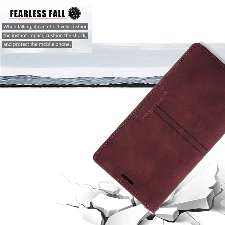 For Samsung Galaxy A15 4G Case Magnetic Auto Closing Leather Flip Phone Cover - Wine Red