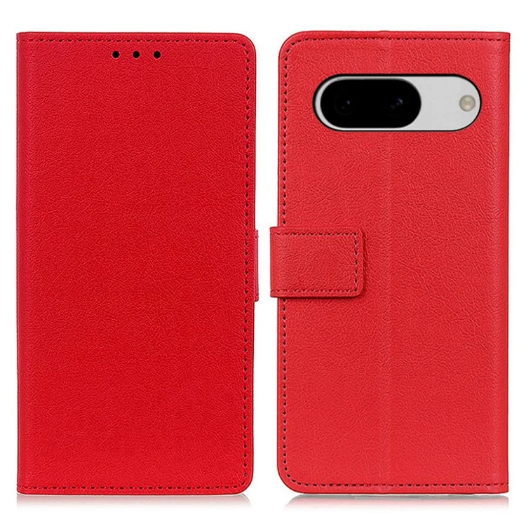 For Google Pixel 8a Case Shockproof Phone Cover PU Leather Wallet Stand Shell - Red