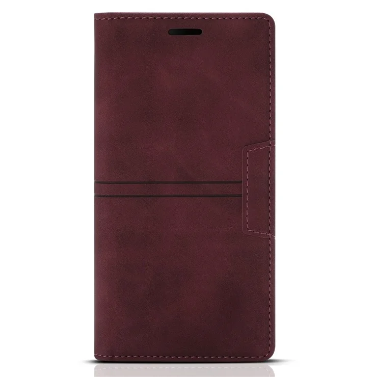 For Samsung Galaxy A24 4G (162.1 x 77.6 x 8.3mm) Case Magnetic Auto Closing Phone Wallet Cover - Wine Red