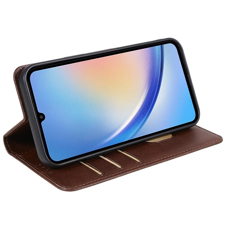 For Samsung Galaxy A05 4G Case Magnetic Auto Closing Phone Leather Cover - Brown