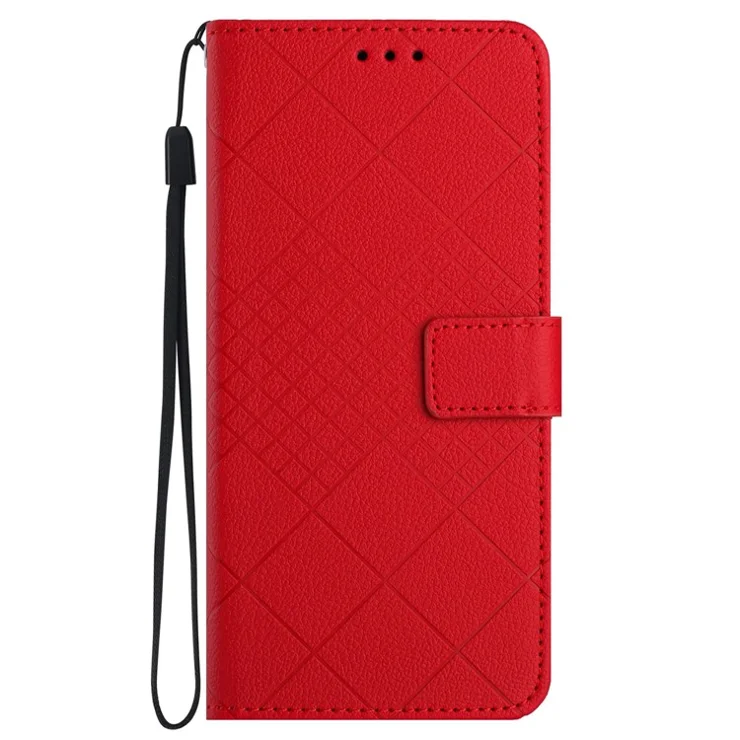 HT06 For Samsung Galaxy A14 5G / A14 4G Case Litchi Texture PU Leather Flip Cover Wallet Phone Case - Red