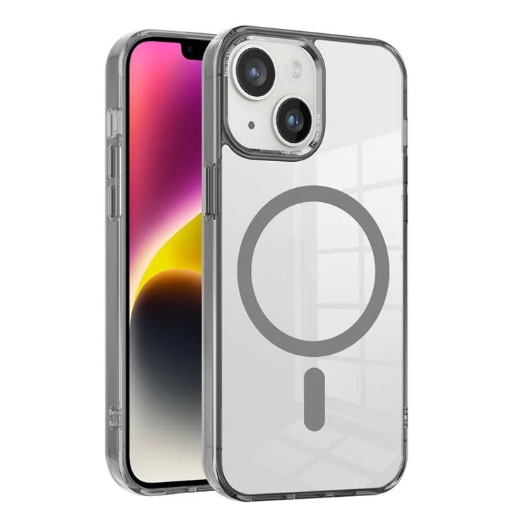 For iPhone 14 Plus Clear Case PC + TPU Phone Cover Compatible with MagSafe - Grey