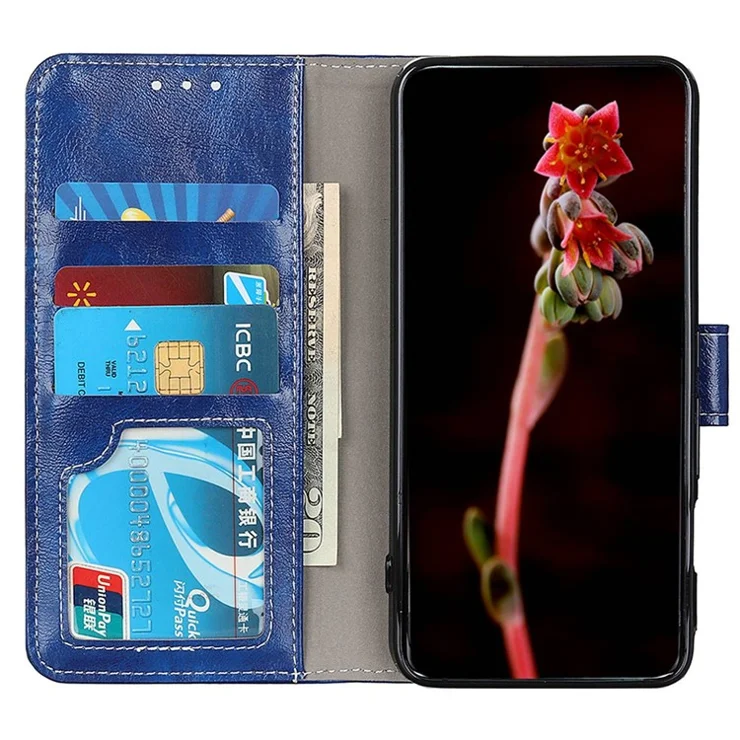 For Xiaomi 14 Pro Case PU Leather Crazy Horse Texture Wallet Phone Cover - Blue