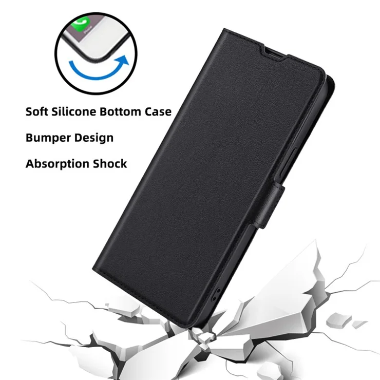 For Oppo A38 4G / A18 4G Case PU Leather Card Holder Anti-drop Cover - Black