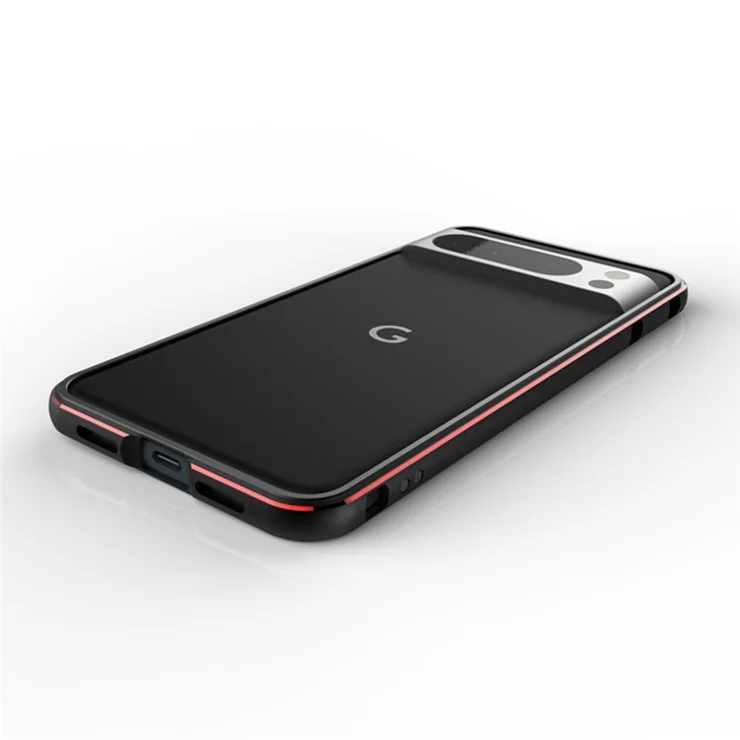 For Google Pixel 8 Pro Case Slim Fit Metal Frame Bumper Cover - Black+Purple