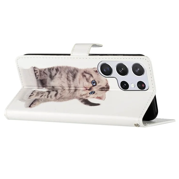 For Samsung Galaxy S24 Ultra Case PU Leather Flip Pattern Printing Phone Cover - Cute Cat